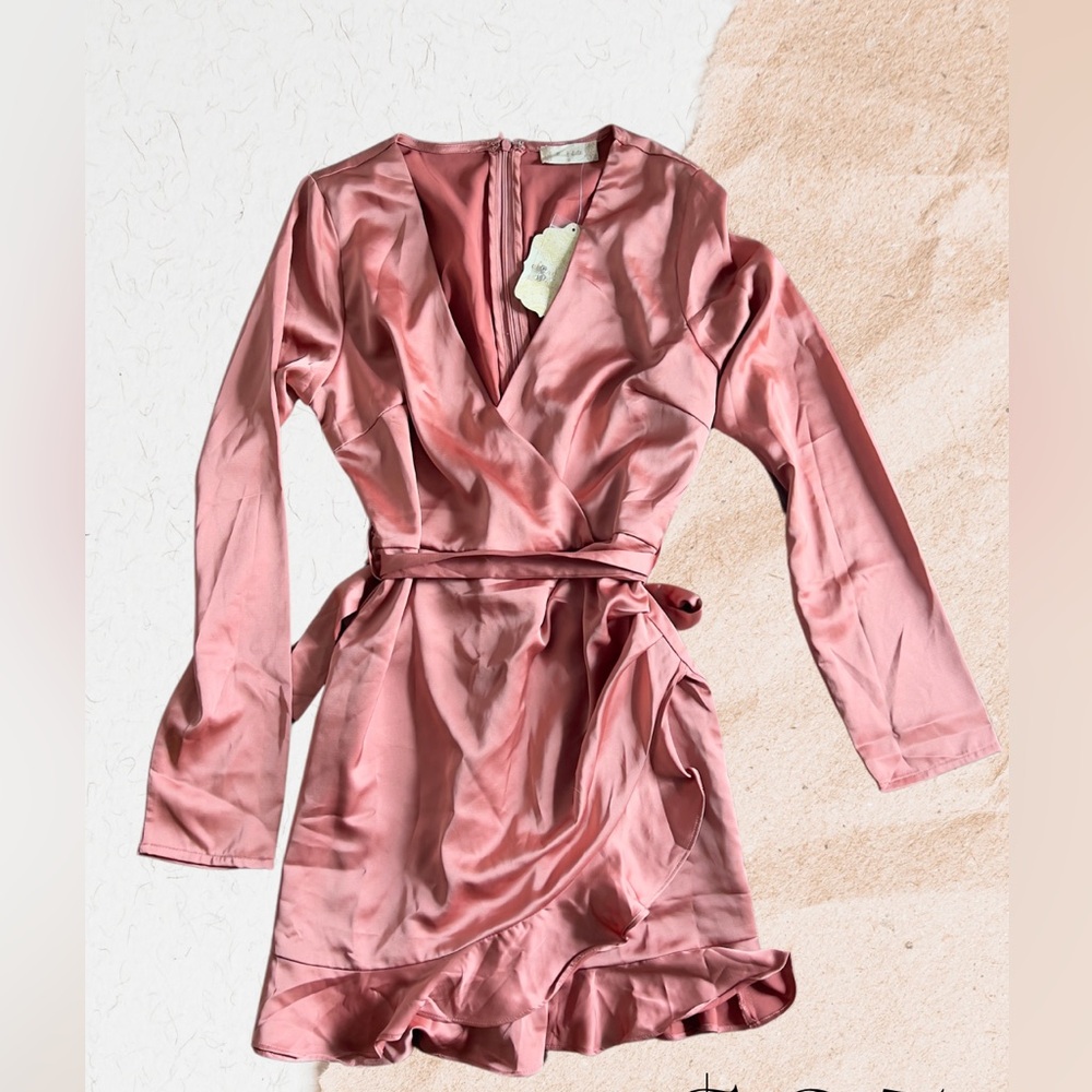 NWT Altar’d State Satin Romper Wrap Dress